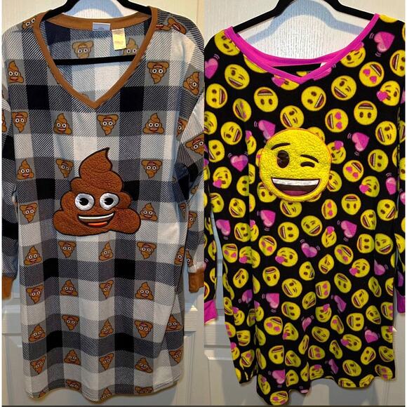 Wink 😉 & Poop 💩 Pajama Sleep Shirt Fleece Very Soft Women's Large-XL(14-18) - Picture 1 of 10
